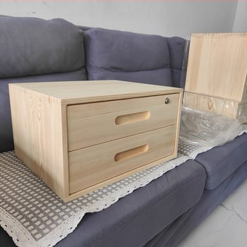 Cutie de depozitare din lemn masiv cu lacăt, cu sertar – dulap de birou cu organizare pentru notebook, posibilitate imprimare logo