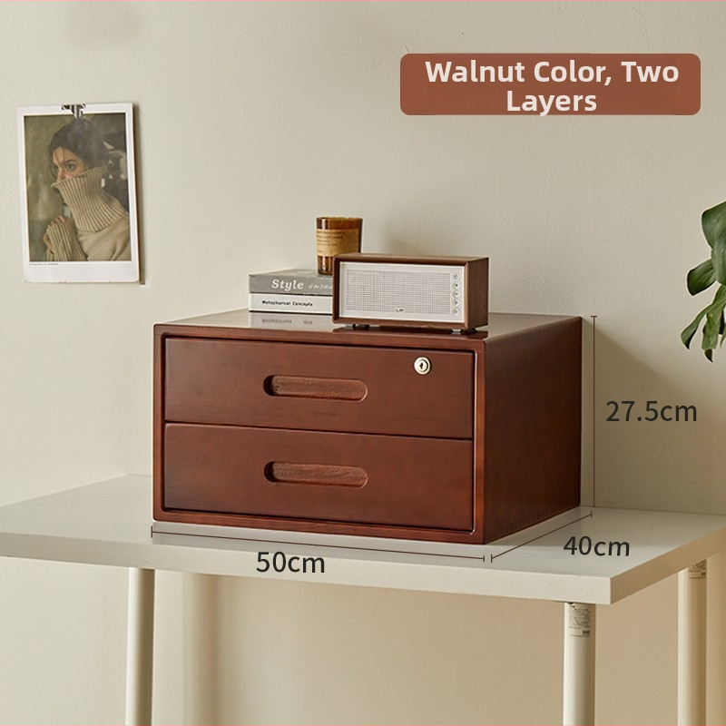 Cutie de depozitare din lemn masiv cu lacăt, cu sertar – dulap de birou cu organizare pentru notebook, posibilitate imprimare logo