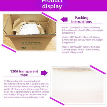 Bandă de ambalat PP, marca Lede; rezistență la tracțiune 120 kg; greutate 10 kg; rolă manuală