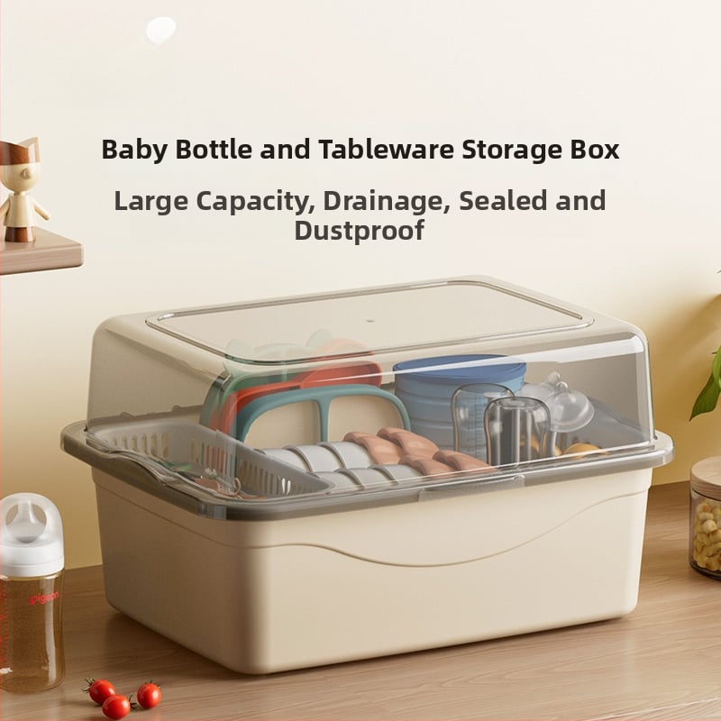 Kutija za pohranu dječjih potrepština s poklopcem, dvostruki sloj za mliječni prah, marka Xiong zhecha, pohrana čistila, kuhinjska organizacija