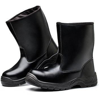 Ghete de protecție înalte, cu vârf din oțel, rezistente la lovire și perforare, partea superioară din velur, pentru câmp petrolier și sudură