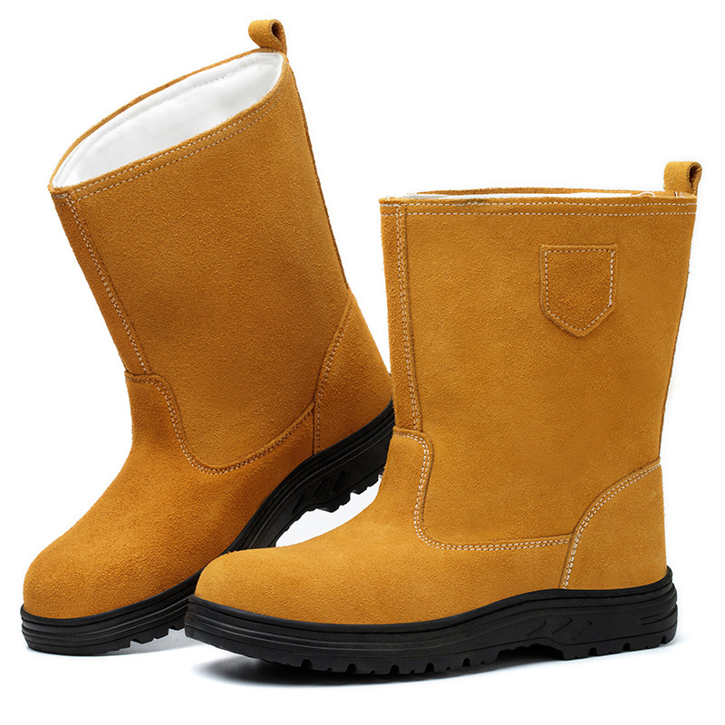 Ghete de protecție înalte, cu vârf din oțel, rezistente la lovire și perforare, partea superioară din velur, pentru câmp petrolier și sudură