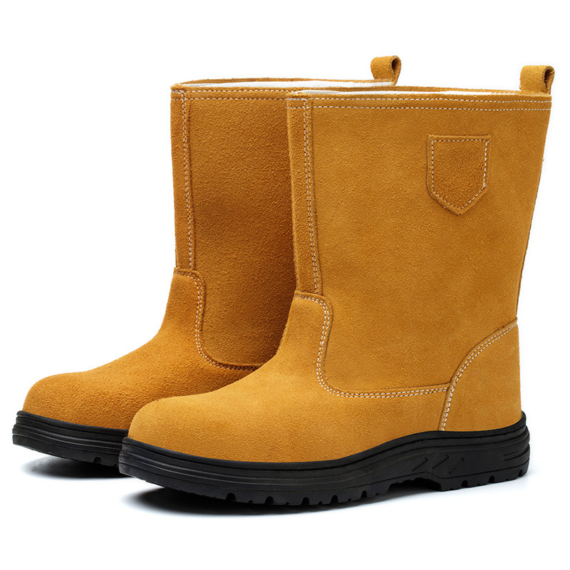 Ghete de protecție înalte, cu vârf din oțel, rezistente la lovire și perforare, partea superioară din velur, pentru câmp petrolier și sudură