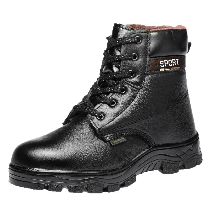 Guohong Bocanci de lucru din piele, înalți, cu vârf din oțel – protecție anti-perforație și impact