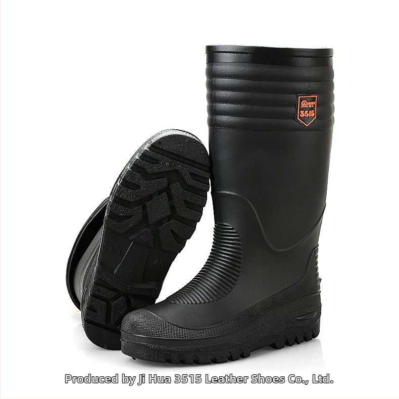 Cizme de ploaie pentru bărbați de iarnă, până la jumătatea gambelor, căptușite cu lână artificială, impermeabile și antiderapante, din plastic