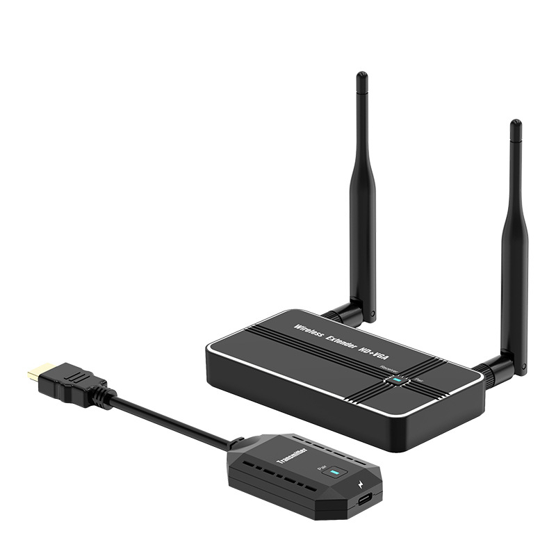 Extender wireless pentru proiecția ecran HD+VGA, rază 50 m, 1080P, compatibil Windows, model GT-HDVGAWL50-V3