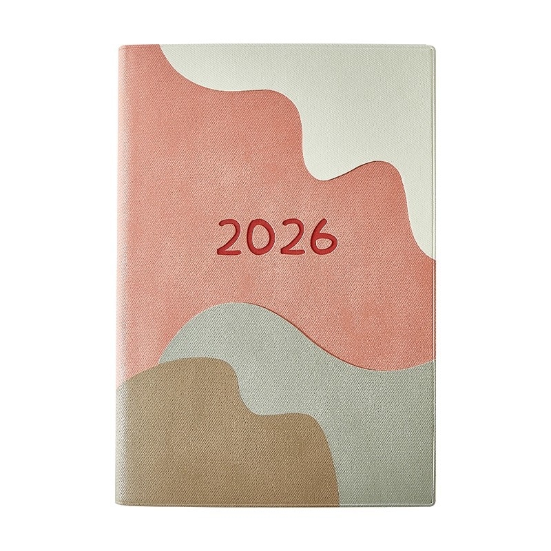 Planer-caiet 2026: plan zilnic de lucru, listă de sarcini, plan săptămânal, jurnal și calendar; copertă PU; legare pe linie; hârtie Dowling 100 g; 300–400 de pagini