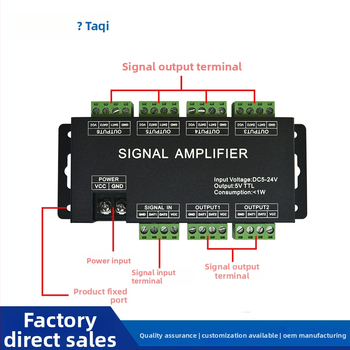 LED Simfonijski pojačivač AP-A10, 5–24V, 6-kanalni, DC utičnica/terminal blok, domet upravljanja 20 m