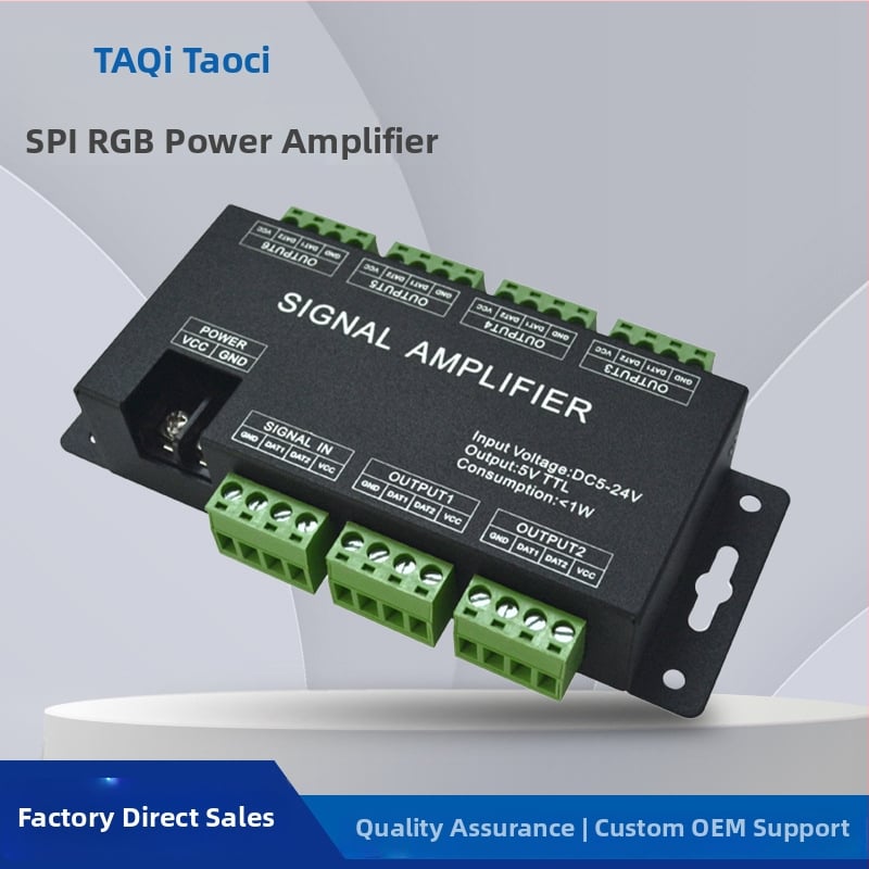 LED Simfonijski pojačivač AP-A10, 5–24V, 6-kanalni, DC utičnica/terminal blok, domet upravljanja 20 m