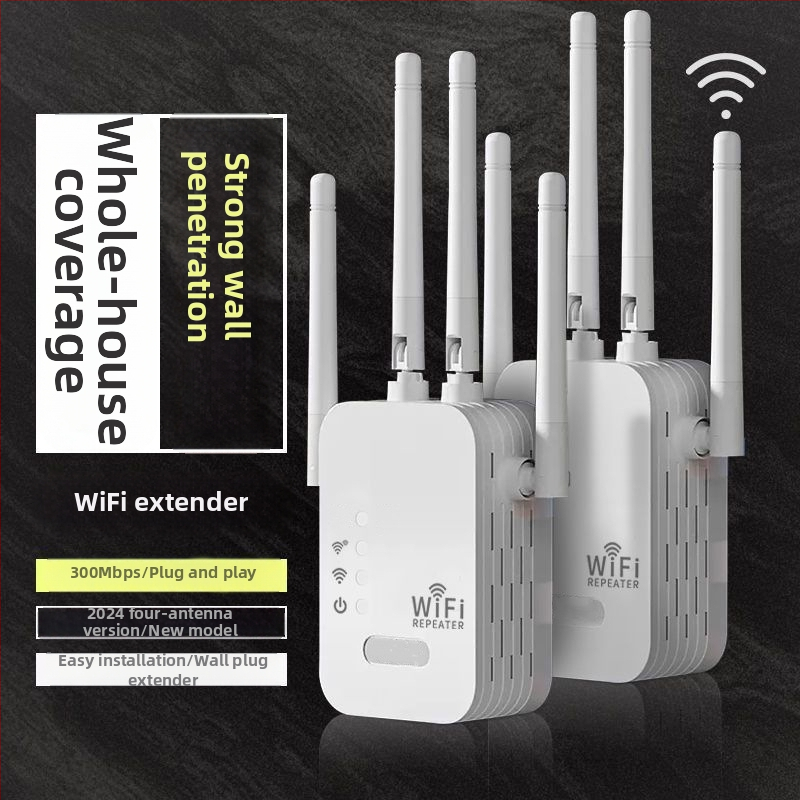 WiFi pojačivač signala za kućnu mrežu, repetitor, četiri antene, model F-0367, 802.11n, doseg do 300 m