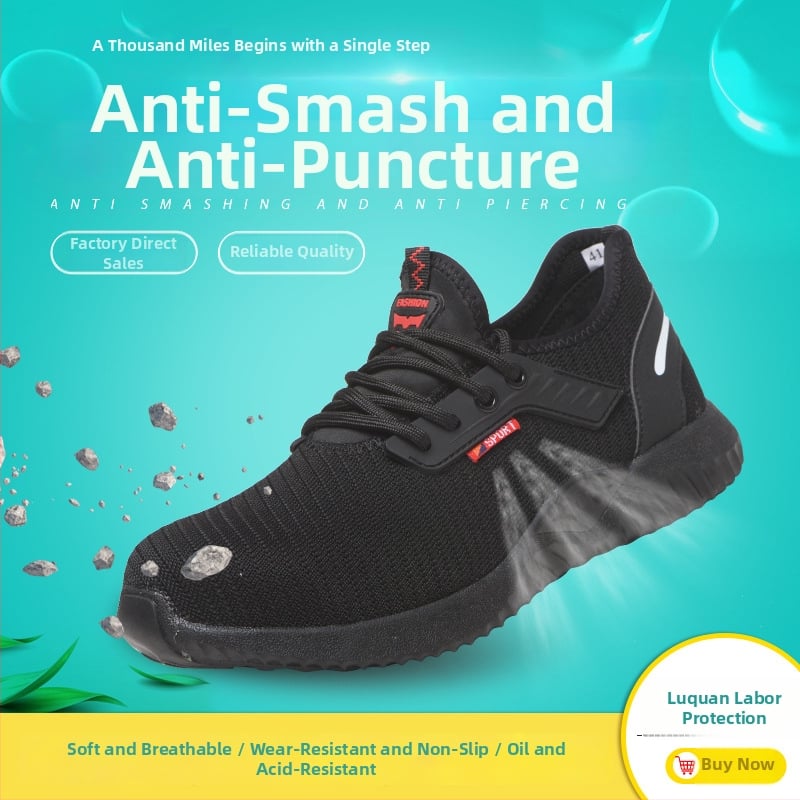 Pantofi de protecție cu talpă antiderapantă, anti-perforație, anti-strivire, plasă respirabilă și vârf din oțel
