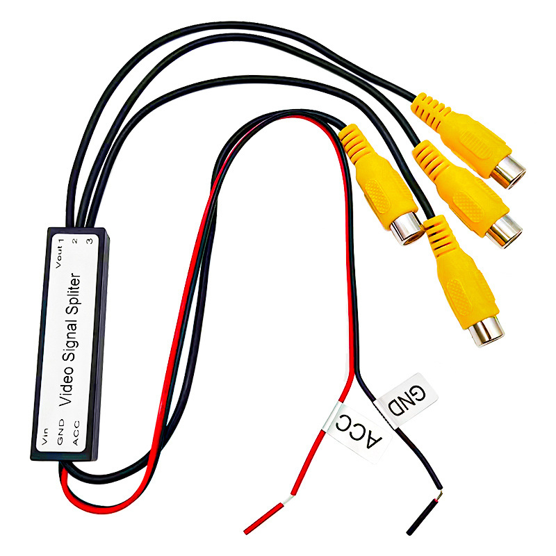 Automobilski pretvarač video signala i AV splitter, 1 ulaz / 3 izlaza, više sučelja, model SY-1T3; Tip: prekidač/distributor; Rezolucija: SD; Daljinsko buđenje: nije podržano; Duljina linije: 0,40
