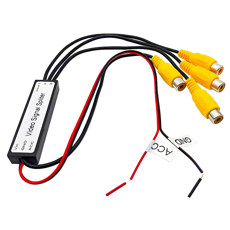Automobilski pretvarač video signala i AV splitter, 1 ulaz / 3 izlaza, više sučelja, model SY-1T3; Tip: prekidač/distributor; Rezolucija: SD; Daljinsko buđenje: nije podržano; Duljina linije: 0,40