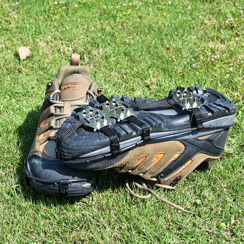 Антихлъзгави кримпони за обувки, 24 зъба, манганова стомана, ултралеки за зимно катерене по лед