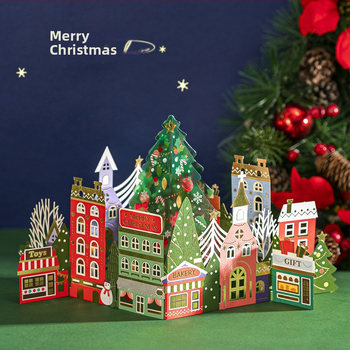 Termochromická 3D pohľadnica s obálkou, zlatotlačou papierová skulptúra, vianočná dekorácia