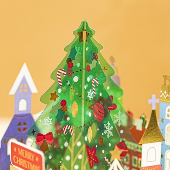 Κάρτα Ευχών με Θερμοχρωμικό 3D Σχέδιο, Με Φάκελο, Χρυσότυπωμένο Χαρτονένιο Γλυπτό για Χριστουγεννιάτικη Διακόσμηση