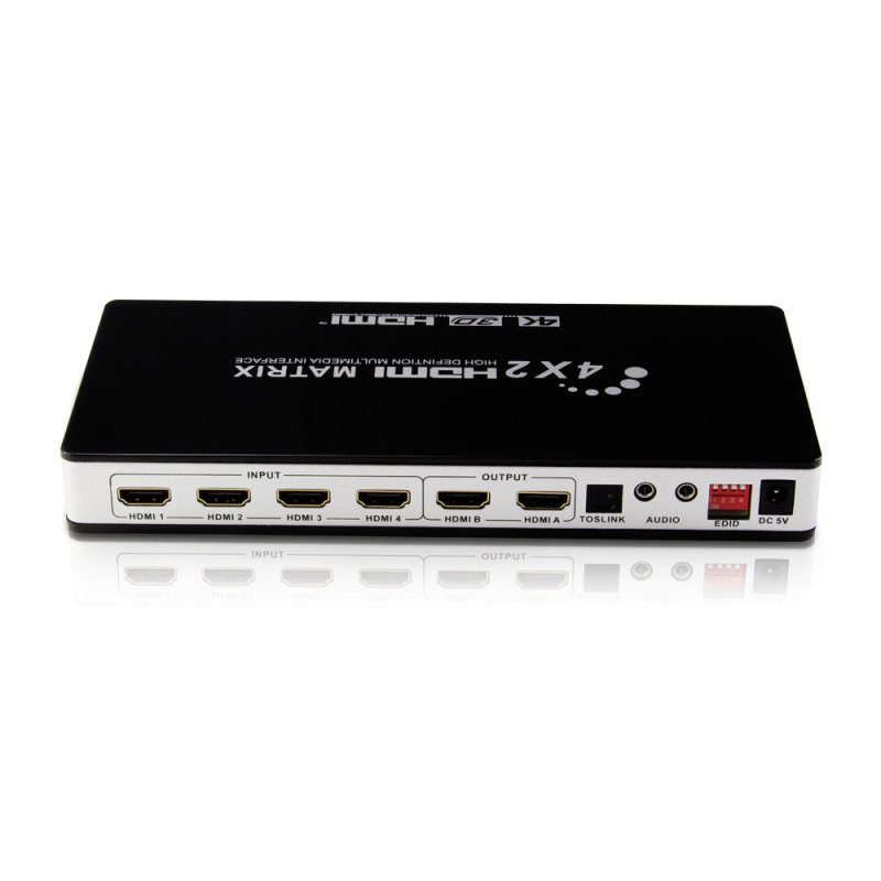 HDMI matrikski prekidač 4x2 s EDID prekidačem i podjelom zvuka, 4K rezolucija