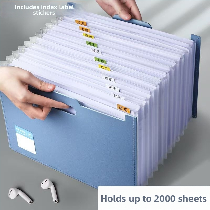 Vertikálny akordeónový dokumentový obal, 13 priehrad, plast, hrúbka 0,8 mm, tlač loga k dispozícii