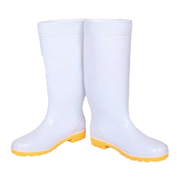 Shuangcheng magascsövű PVC esőcsizma munkahelyre, csúszásmentes, PU bélés, gumitalp, sarok 8 cm felett