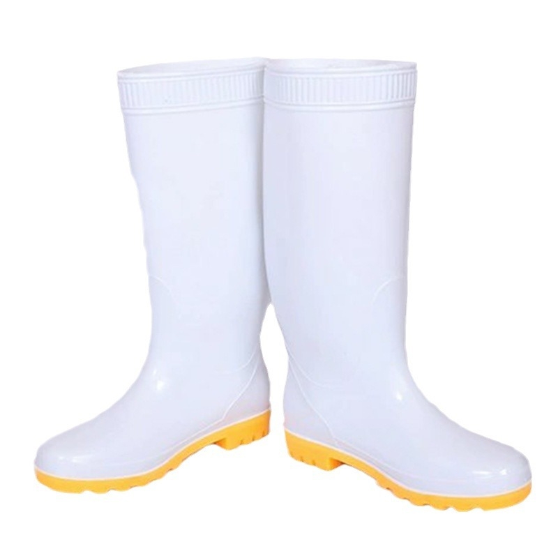 Shuangcheng magascsövű PVC esőcsizma munkahelyre, csúszásmentes, PU bélés, gumitalp, sarok 8 cm felett