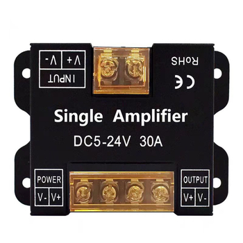 LED pojačivački modul za monocromatsku LED traku, model Hgx_0508a, 12–24V, PWM signal, 0–100% regulacija svjetline, upravljanje okretanjem