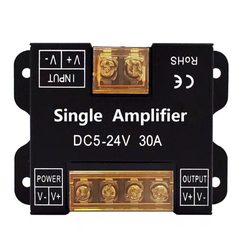 LED pojačivački modul za monocromatsku LED traku, model Hgx_0508a, 12–24V, PWM signal, 0–100% regulacija svjetline, upravljanje okretanjem