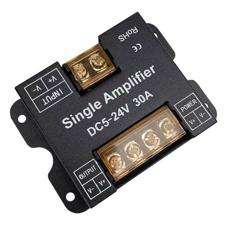 LED pojačivački modul za monocromatsku LED traku, model Hgx_0508a, 12–24V, PWM signal, 0–100% regulacija svjetline, upravljanje okretanjem