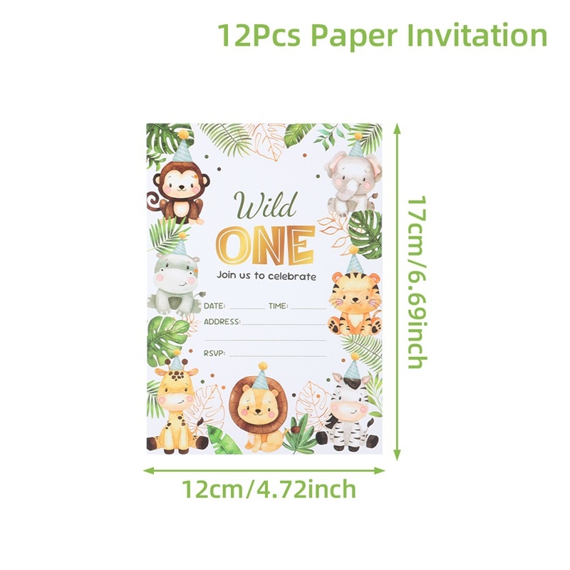 Κάρτα γενεθλίων με σχέδιο ζούγκλας με ζωάκια, πεταλούδες και γοργόνες — Περιλαμβάνει φάκελο και βιβλίο υπογραφών; Εκτύπωση; Υλικό Jam; Μαλακό και γλυκό στυλ