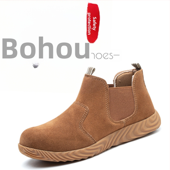 Muške sigurnosne cipele za zavarivanje, slip-on, otporne na visoke temperature, čelični vrh, protiv udara, protiv probijanja, velur gornji dio