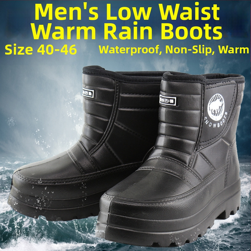Muške zimske čizme za kišu s fleecem i pjenom, protuklizne, tople, za akvakulturu i ribolov