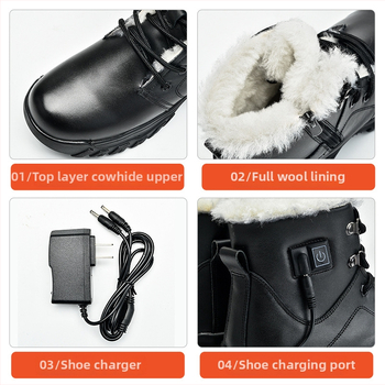 Ochranné topánky z kože, protišmykové a teplé, Shield god king