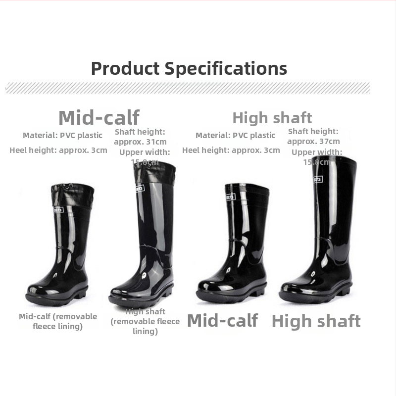 Visoke PVC kišne čizme, protuklizne i otporne na habanje, srednje visine (Origin Shanghai; Brand Back force; Material PVC)