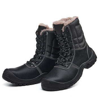 Ghete de iarnă pentru bărbați, înalte, din piele cu relief + talpă PU, partea superioară înaltă, rezistente la lovituri și perforări, construcție de înaltă densitate