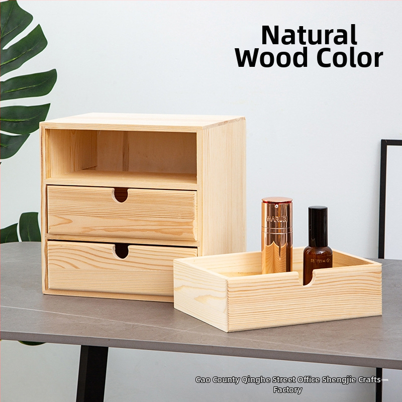 Drveni stolni organizator s ladicama za nakit i kozmetiku, moderni minimalistički stil