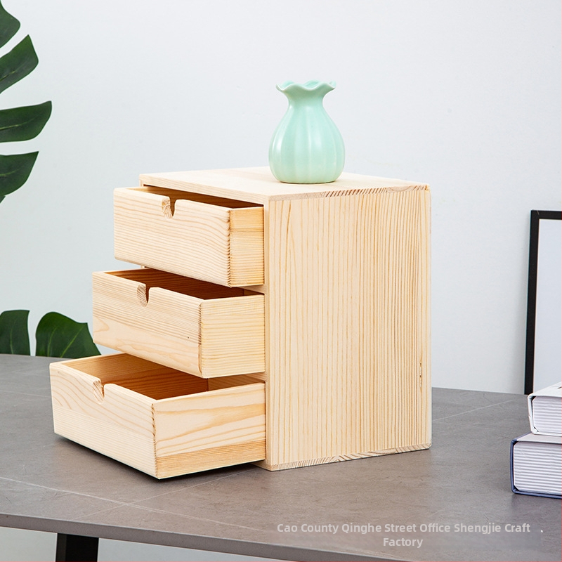 Drveni stolni organizator s ladicama za nakit i kozmetiku, moderni minimalistički stil