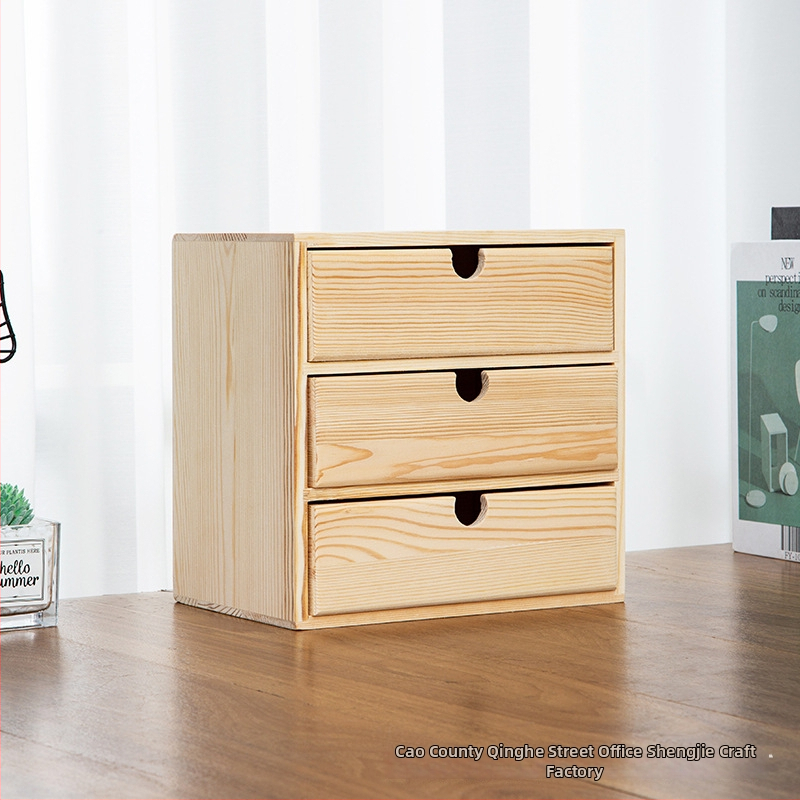 Drveni stolni organizator s ladicama za nakit i kozmetiku, moderni minimalistički stil