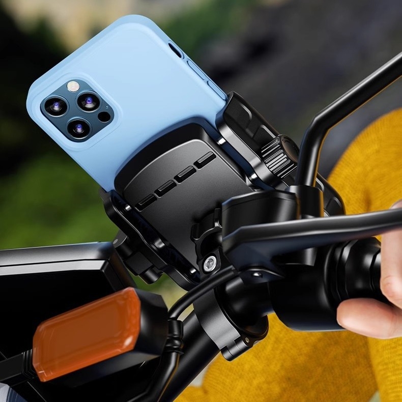Držač za telefon za motocikl na retrovizor - univerzalan, tip snap, nije moguće punjenje