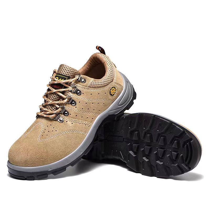 Încălțăminte de protecție ușoară pentru muncă, din piele microfibră și pânză, vârf rotund, design jos, rezistente la uzură, protecție împotriva loviturilor și perforării