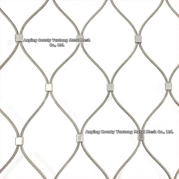 Nehrdzavejúca oceľová sieť s proti pádu sponou, diamantové otvory model, 304 nerezová oceľ, pre parky, zoologické záhrady a hotely, vedená inštalácia