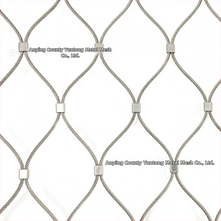 Nehrdzavejúca oceľová sieť s proti pádu sponou, diamantové otvory model, 304 nerezová oceľ, pre parky, zoologické záhrady a hotely, vedená inštalácia