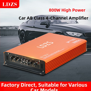 LD-150.4 Štvorkanálový automobilový zvukový zosilňovač, 100 W na kanál, 12 V vstup, impedancia 4 Ω, frekvenčný rozsah 10 Hz až 30 kHz