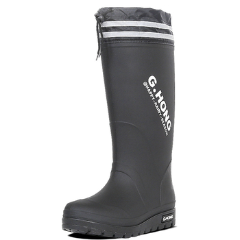 Xiangli Cizme de ploaie pentru bărbați, înalte, impermeabile, antiderapante, căptușite cu blană artificială