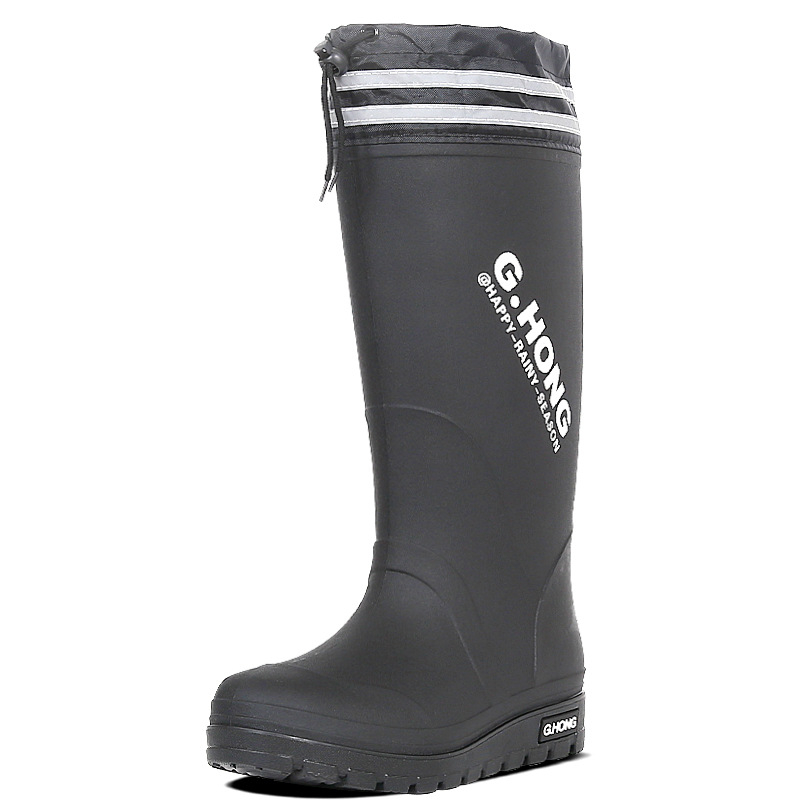 Xiangli Cizme de ploaie pentru bărbați, înalte, impermeabile, antiderapante, căptușite cu blană artificială