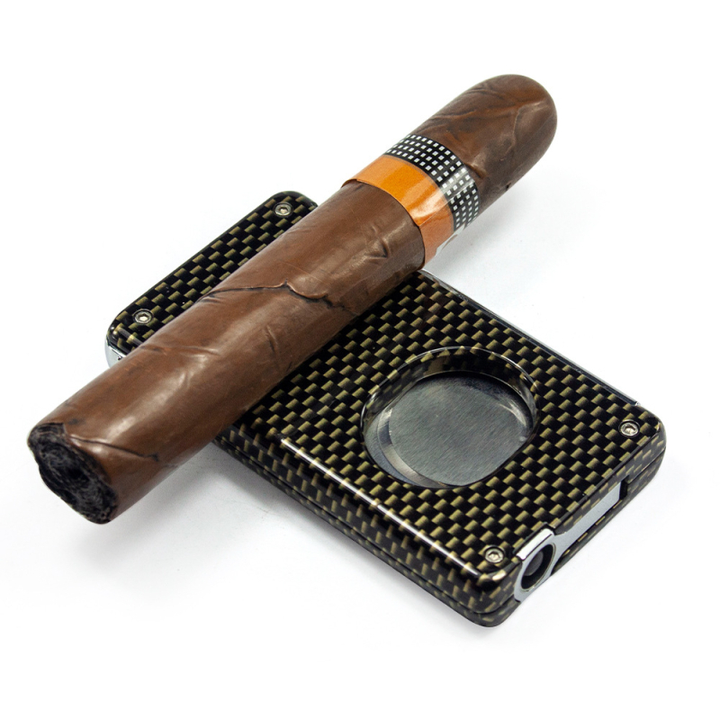 Foarfece pentru trabucuri cu lamă în formă de V și lamă dreaptă, corp metalic, stil lux lejer Somgar, personalizare disponibilă