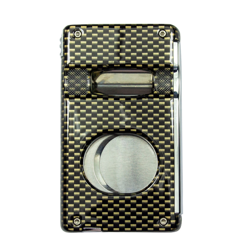 Foarfece pentru trabucuri cu lamă în formă de V și lamă dreaptă, corp metalic, stil lux lejer Somgar, personalizare disponibilă