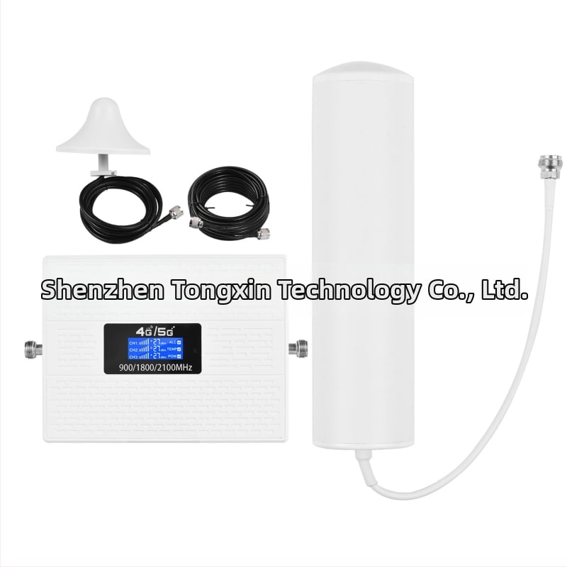 TXC19SL-GDW Troj-pasovni pojačivač mobilnog signala, 900/1800/2100 MHz; GSM/DCS/WCDMA; pokrivenost 100–1000 m²; za 2G/3G/4G