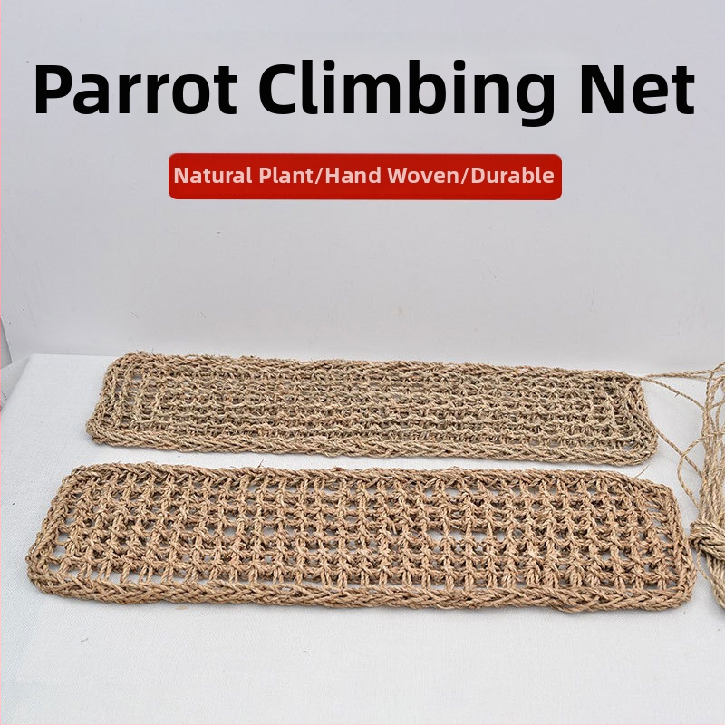 Pravokutna pletena igračka za kućne ljubimce: hamak za guštere, puzajući podlog i mreža za penjanje za papige, od slame, ručno izrađeno