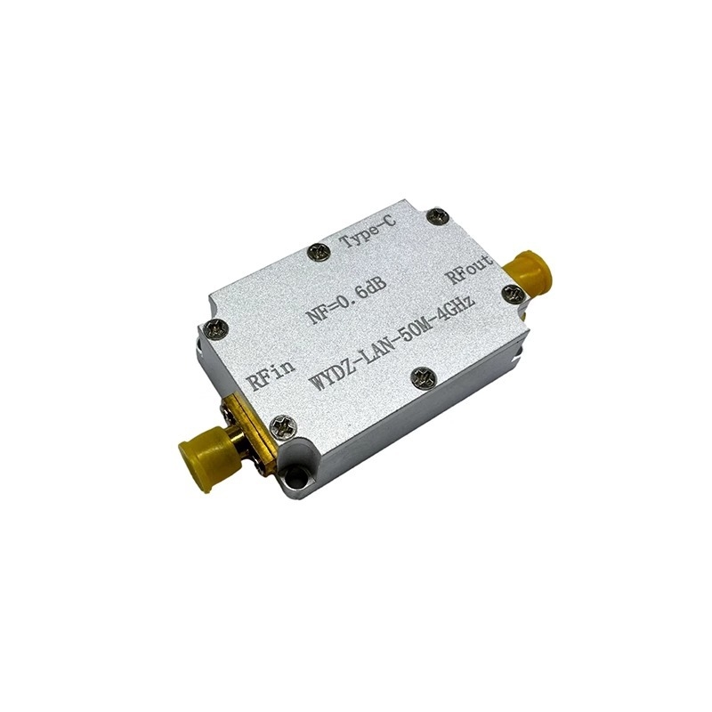 Amplificator RF de semnal cu zgomot redus, bandă 0.05-4 GHz, factor de zgomot 0.6 dB, GPS Beidou compatibil