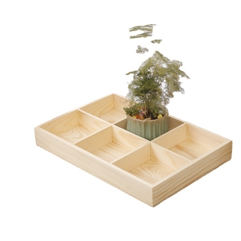 Drvena kutija za stolno skladištenje u zakka stilu s mrežastim pretincima, model ZC1006; plaid uzorak (D:3, A:6).