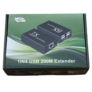 USB extender 200 m – 4-portni RJ45 hub za tipkovnicu, miš, kameru, pisač i nadzor